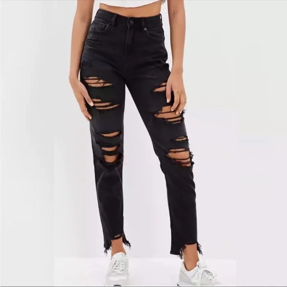 American Eagle Knee Ripped Black Jeans American Eagle AE